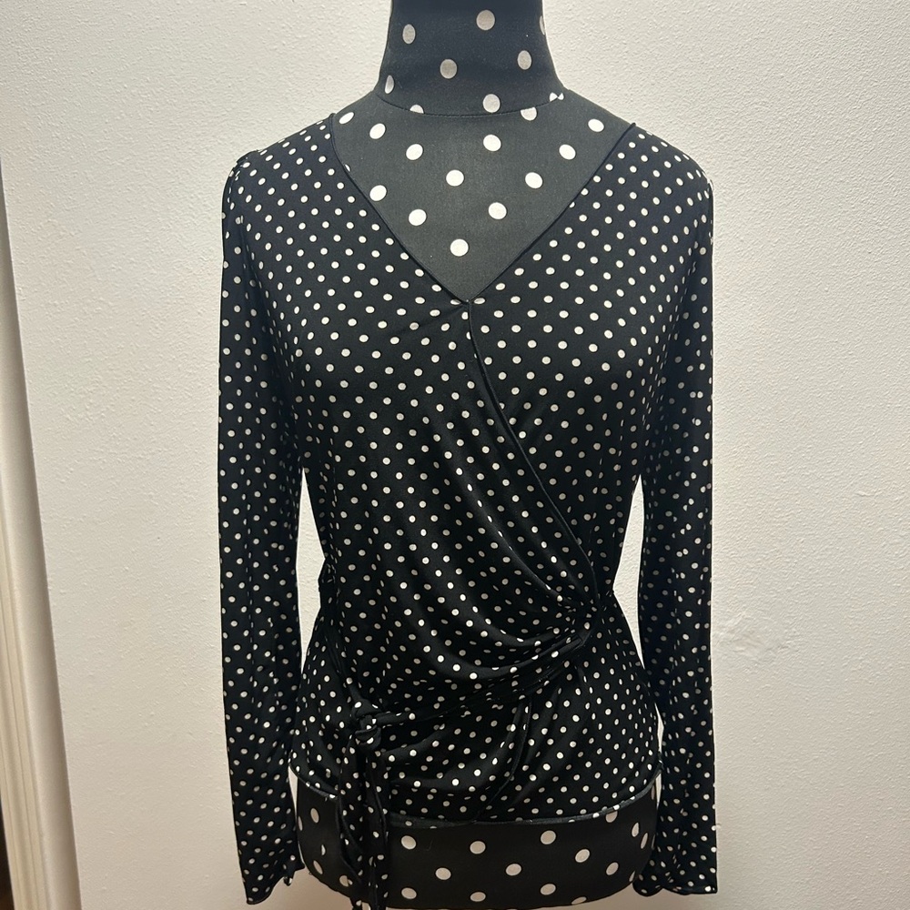 Max Studio Polka Dot Blouse Women Size Xs
